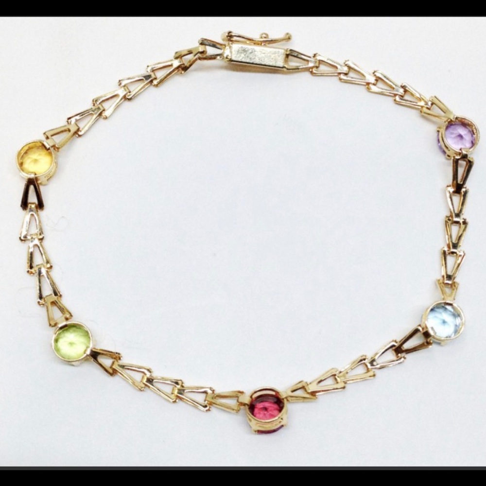 sale 🌞 14k gold multi-gem Herringbone bracelet